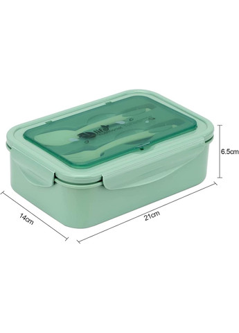 Набор для еды с собой - пластиковый ланч бокс с приборами и термосумка LIFE 1400 мл, бирюзовый More (317253927)