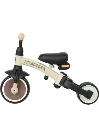 Дитячий велосипед Stager 3 в 1 з ручкою, біговел, Beige-Brown (T80STAGERBeigeBrown) Qplay (397517242)