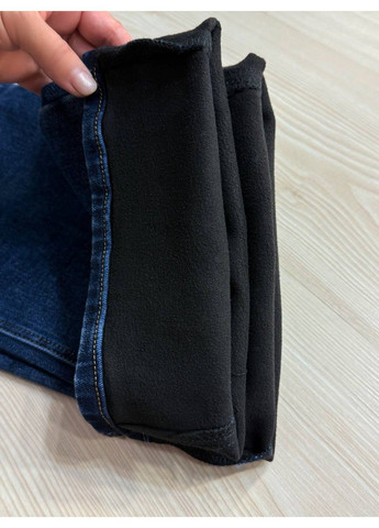 Джинси жіночі 8226 утеплені палаццо на флісі з ременем сині Derun - (365574403)