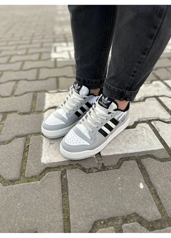 Белые демисезонные кроссовки мужские adidas forum grey white black адидас форум белые No Brand