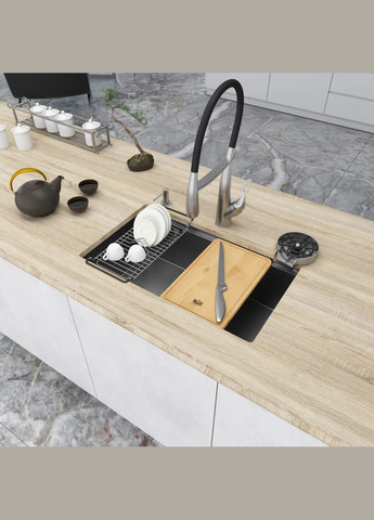 Мийка під стільницю для кухні з нержавійки кухонна станція Nett NS-7042 (316391531)