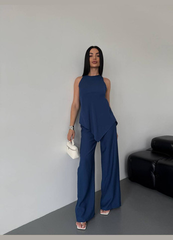 Женский льняной костюм двойка с кофтой и брюками палаццо MonCher (334676415)