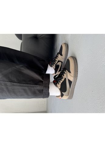 Коричневі Осінні кросівки чоловічі nike air jordan 1 low x travis scott brown black | найк еір джордан 1 коричневі No Brand