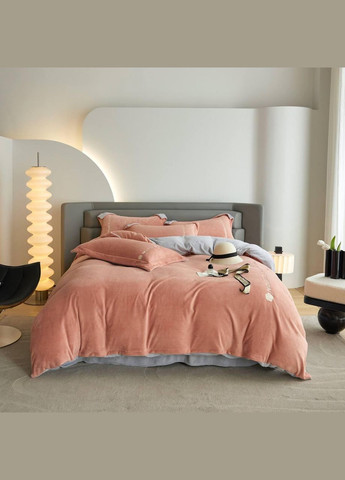 Постільна білизна Євро 200х230 наволочка 50х70 2шт Персиковий (П4К-vik-vishivka-001-01) No Brand (316532037)