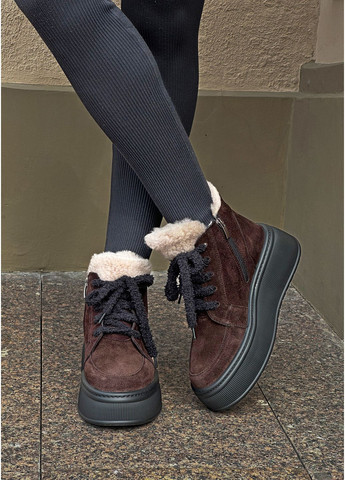 Жіночі замшеві черевики з хутром на високій підошві InFashion Черевики (365701353)