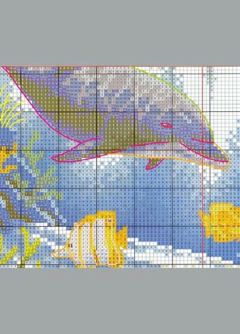Набор для вышивания по нанесённой на канву схеме "Dolphin". AIDA 14CT printed 36*36 см Joy Sunday (313612970)