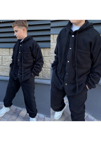Черный костюм двухсторонний флис мальчик No Brand