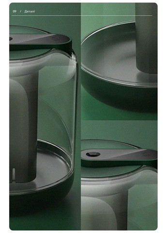 Зволожувач повітря портативний KC-019 1L акумулятор 2000mAh, Dark Green аромадифузор електричний Kinscoter (322209007)