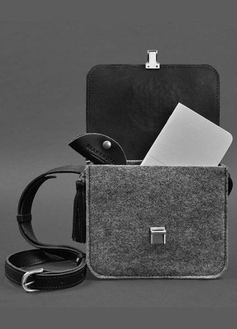 Фетрова сумка жіноча через плече бохо Лілу зі шкіряними чорними вставками BlankNote (302007968)