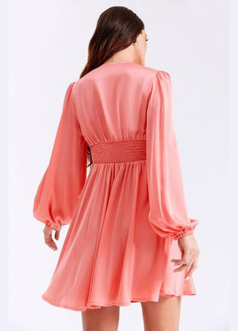 Помаранчева сукня міні з гудзиками штучний шовк персикова Vovk однотонна