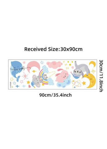 Вінілові наклейки на стіну Лінивець і кит на місяці зайчик на тучці (лист 30 х 90 см) Б394-95 No Brand (302242955)