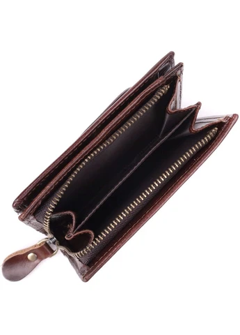 Вертикальный мужской бумажник из натуральной кожи Vintage Коричневый Верховинка sale_15096 (398251721)
