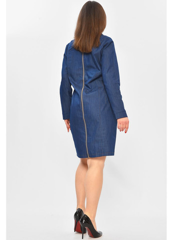Темно-синя повсякденний сукня жіноча однотонна темно-синього кольору з баскою Let's Shop однотонна
