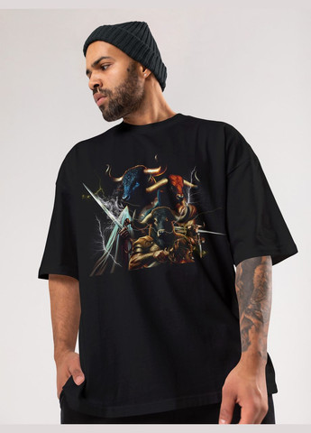 Черная мужская футболка оверсайз urban черная высокая плотность с длинным рукавом Mishe