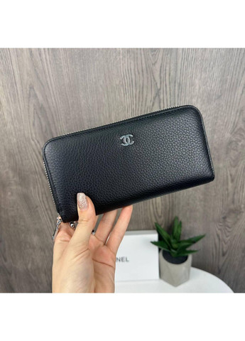 Шкіряний жіночий клатч з тисненням логотипу в коробці чорний No Brand (351536814)