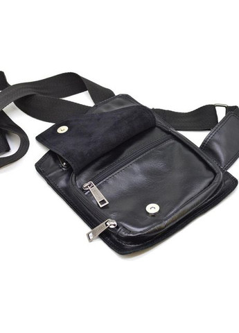 Сумка слінг через плече чоловіча з натуральної шкіри для телефону та для документів маленька Чорний 38810 TARWA (351403638)