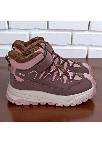 Розово-лиловые спортивные, повседневные, кэжуал зимние зимние ботинки для девочки дутики термоботинки на овчине зимние хайтопы липучках Tom.M