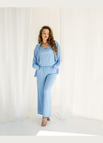 Жіночий костюм (Майка + Сорочка + Шорти + Штани) 0516 Жатка S-M блакитний АМА (292714220)