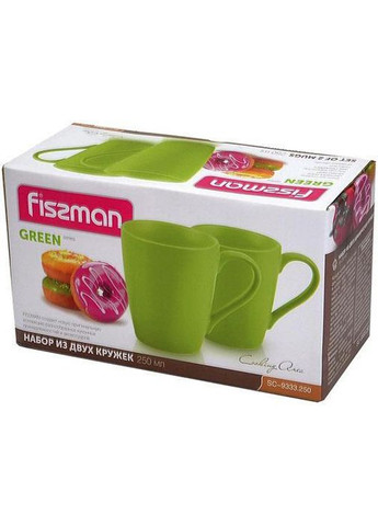 Набір 2 керамічні кружки Sunshine 300мл, зелені Fissman (330134735)