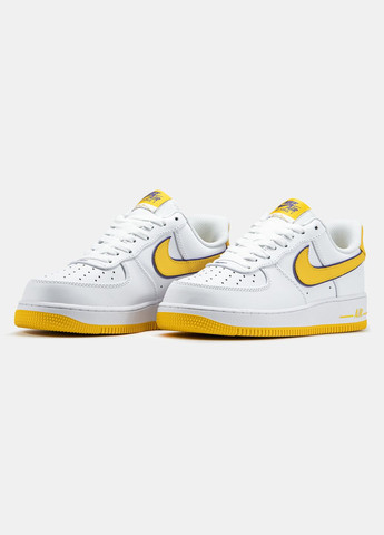Білі Осінні кросівки чоловічі nike air force 1 kobe bryant white yellow | найк аір форс 1 білі No Brand