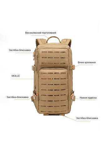 Тактичний похідний рюкзак на 20 л Laser Cut MOLLE Сірий піксель KT6003207 Solve (305743469)