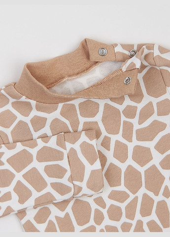 Боди-гольф детский с длинным рукавом с анималистическим бежевым принтом. KRAKO (322261234)