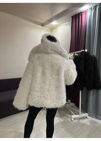 Женская шубка из искусственного меха в стиле ZARA коричневая короткая оверсайз No Brand (401284274)