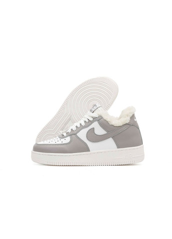 Кросівки зимові жіночі Nike Air Force 1 winter low gray white fur | Найк Аір Форс 1 низькі сірі білі з хутром No Brand сірі зими (309006142)