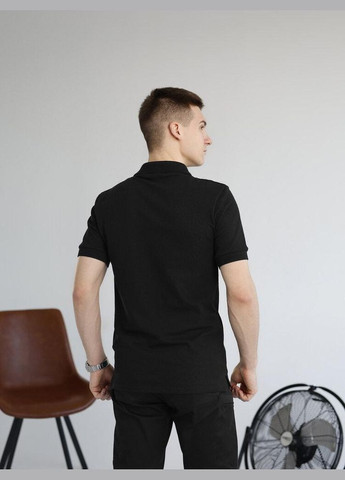 Черная футболка-стильное мужское поло хлопковое черное для мужчин Freedom однотонная