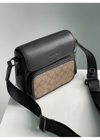 Сумка чоловіча Sullivan Flap Crossbody In Signature Canvas Beige/Black No Brand (355342320)