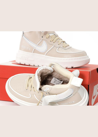 Кросівки зимові жіночі Nike Air Force 1 winter high beige white fur Gore-Tex | Найк Аір Форс 1 високі бежеві білі з хутром No Brand бежеві зими (309006048)