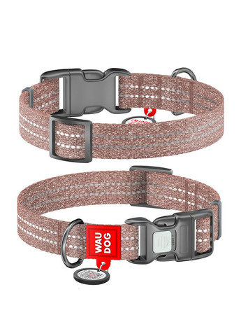 Ошейник Re-cotton с QR паспортом, восстановленный хлопок, пластиковая пряжка (ширина 20 мм, длина 28-40 см), коричневый WAUDOG (322002132)