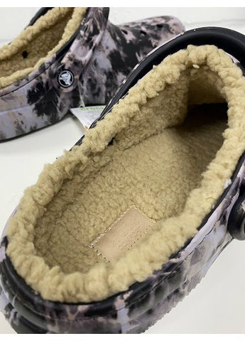 Утеплені сабо Classic lined bleach dye clog black/bez Crocs (370639551)