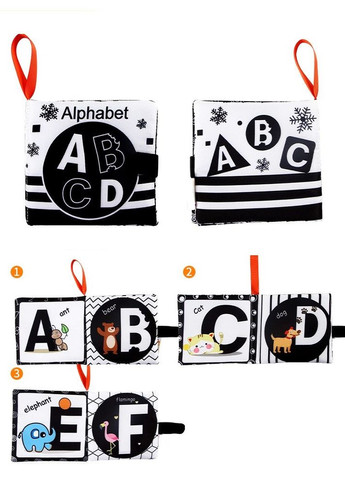 Розвиваюча контрастна книжка шуршалка чорно-біла Літери Limo Toy (370676677)