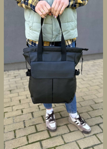 Сумка рюкзак у чорному кольорі містка матова екошкіра. No Brand (294057620)