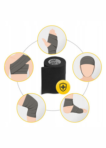 Когезійний бинт-бандаж Cohesive Bandage 10 см x 4.5 м еластичний, самоклеючий Black (P-5905973400862) 4FIZJO (336828821)