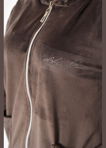 Халат жіночий напівбатальний велюровий коричневого кольору Let's Shop (280938029)