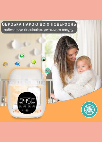 Підігрівач стерилізатор для пляшечок 6в1 сенсорний та дуже місткий Liquid Heater, м'ятний LELIK (303401768)