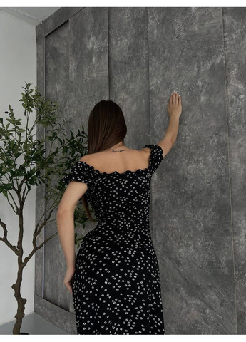 Чорна повсякденний жіноча сукня міді в квітковому принті а-силует Avanti з квітковим принтом