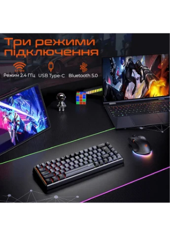 Клавіатура MK12 Bluetooth/USB Type-C Black (MT-MK12-A-RUA) MEETION (382054007)