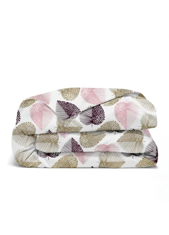 Двоспальна постільна білизна з простирадлом на резинці PASTEL LEAVES CS1 (4822052350263) Cosas (392832489)
