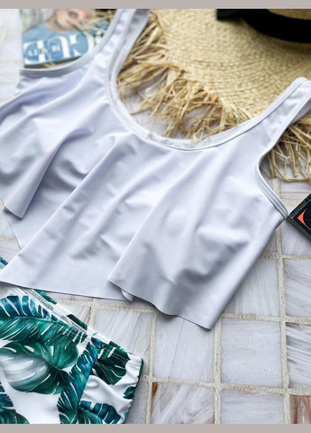 Білий літній купальник sw1370 (топ білий розлітайка) роздільний Ghazel