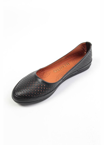 Жіночі балетки Benito | чорні однотонні натуральна шкіра (317324910)