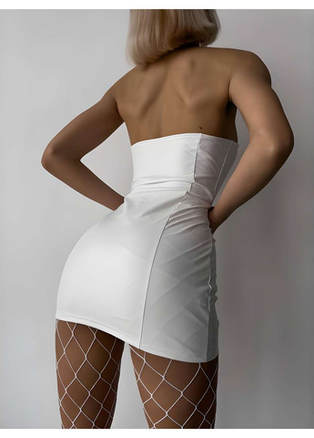 Білий демісезонний жіноча еротична біла сукня пеньюар на шнурівці, під еко-шкіру No Brand