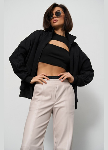 Жіночі штани палаццо з еко шкіри колір бежевий р.L 450868 New Trend (282926576)