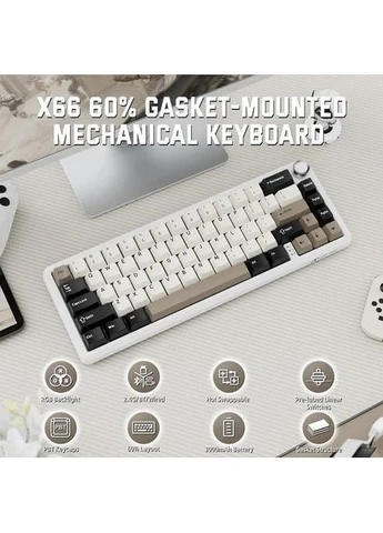 Клавіатура X66 Black-Grey Бездротова Механічна RGB Підсвічування З Підтримкою HOT-SWAP ATTACK SHARK (399455337)
