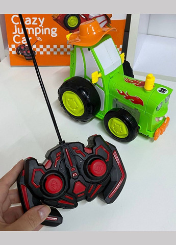 Детский музыкальный трактор Crazy Jumping Car 2101А на радио-управлении "Безумный трактор" Зеленый Fun Game (327216845)