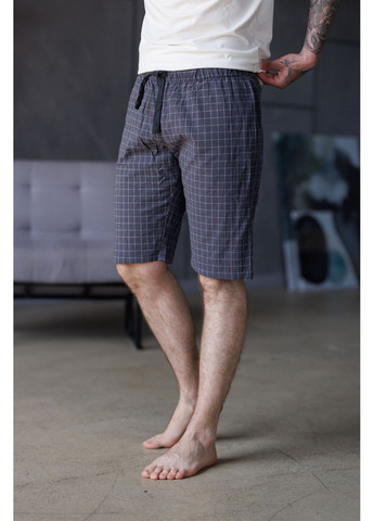 Пижама мужская футболка молочная + шорты HOMELY в клетку графит Handy Wear (337715535)