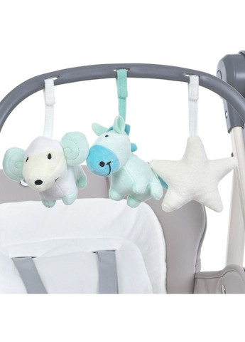 Стільчик-гойдалка для годування SWAN сірий для дітей від 6 місяців з музикою та Bluetooth управлінням El Camino (368758070)