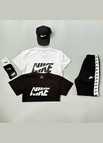 Літній чоловічий костюм Nike + кепка чорно-білий No Brand (340272883)